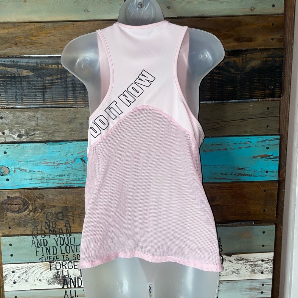 Mesh Back Motivational Pink Racerback Tank Top M - Picture 7 of 9